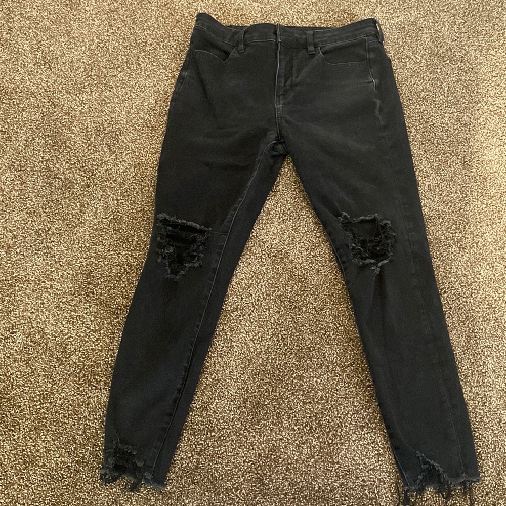 12R American Eagle Black Ripped Hi-Rise Jeggings